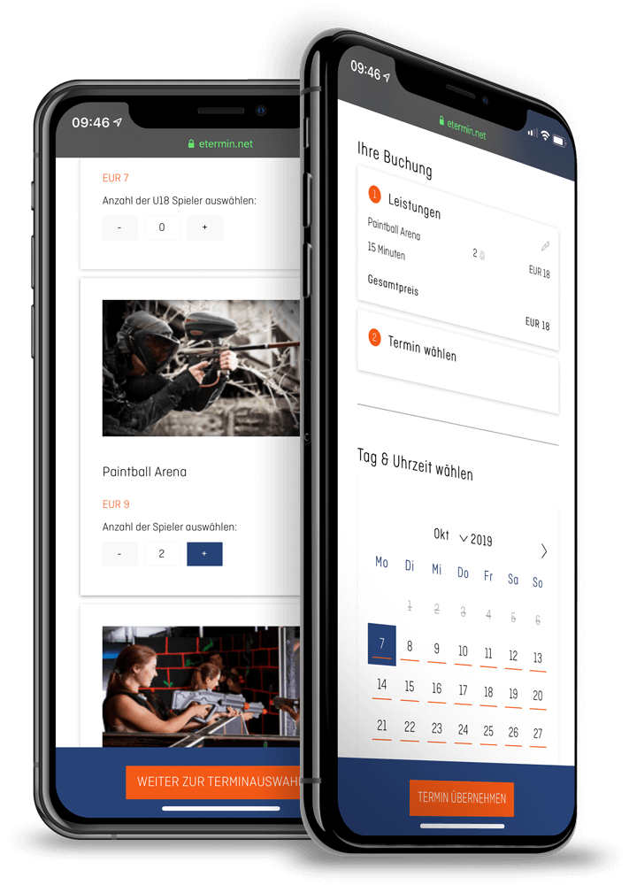 Online-Terminbuchung für Lasertag- oder Paintball Locations von eTermin