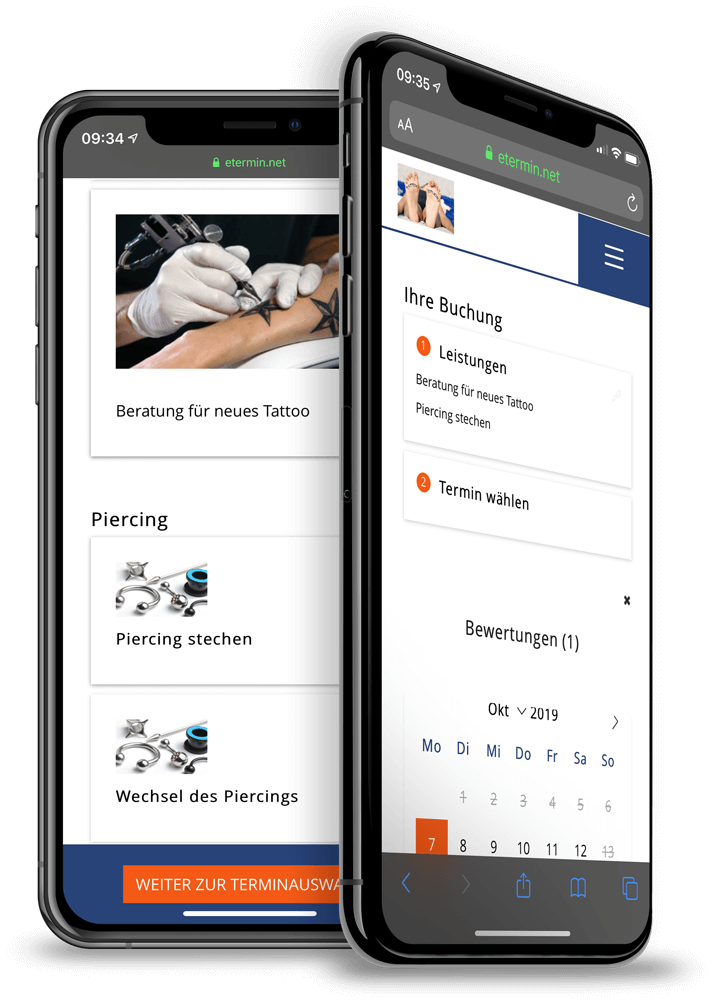Online-Kalender und Terminbuchung für Tattoostudios von eTermin