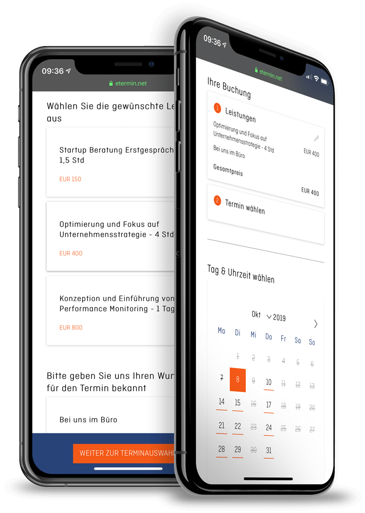 Online-Terminplaner zur Terminvergabe für Unternehmensberater von eTermin