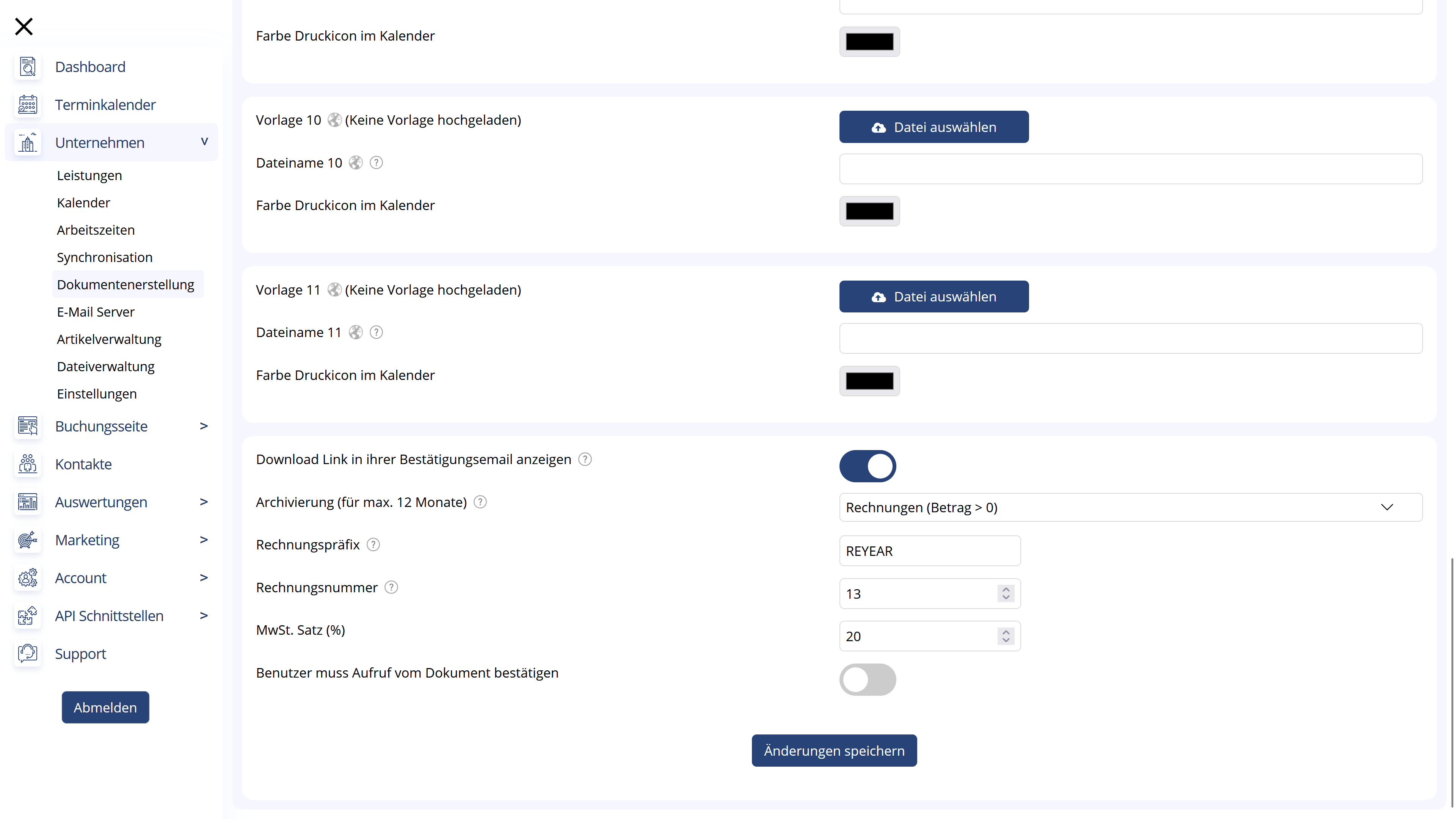 Online Terminbestätigung - Template für Download der Rechnung 