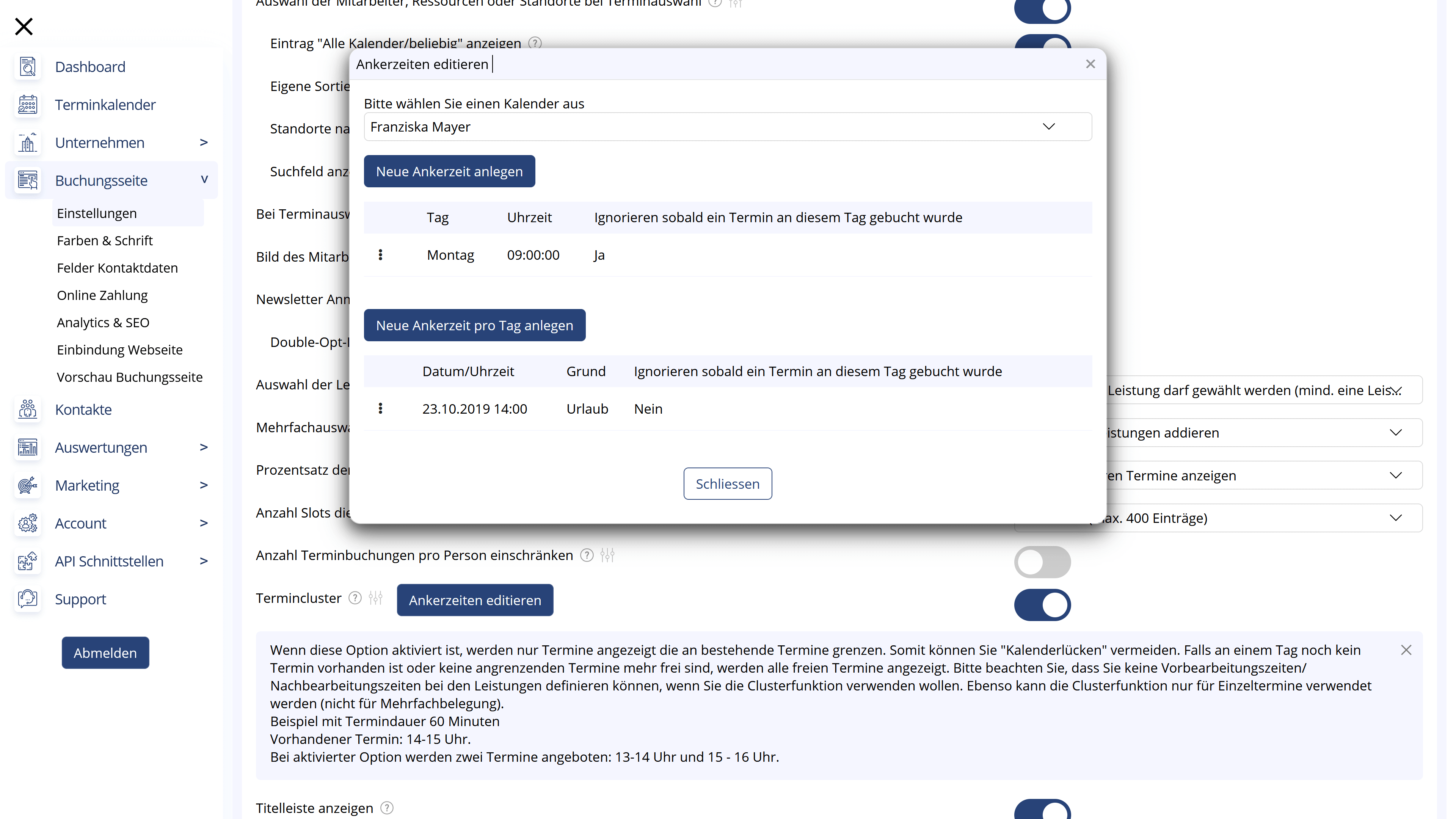 Ankerzeiten für bessere Auslastung bei Online Terminbuchung