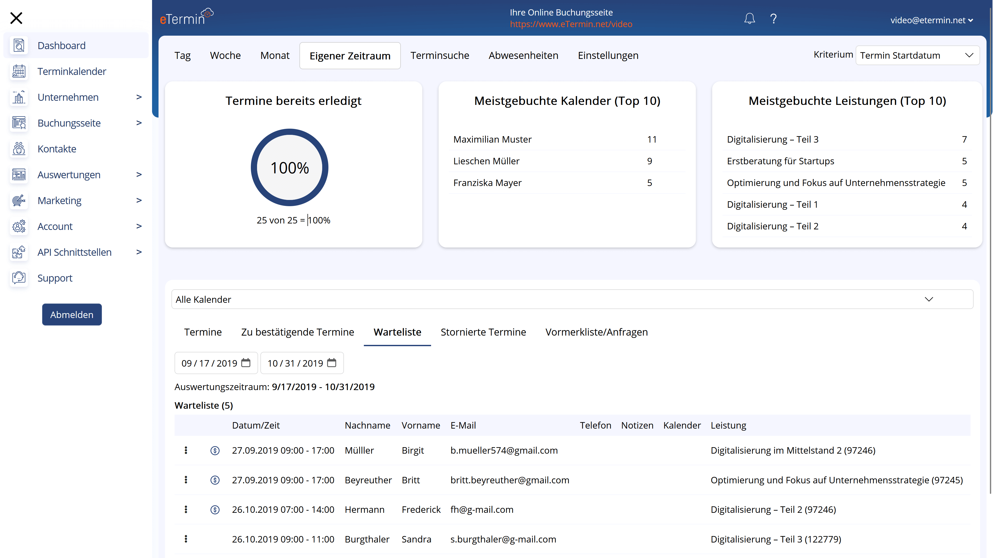 Wartelistenfunktion im Online Terminplaner